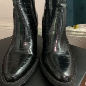 Faux snake skin ankle boots